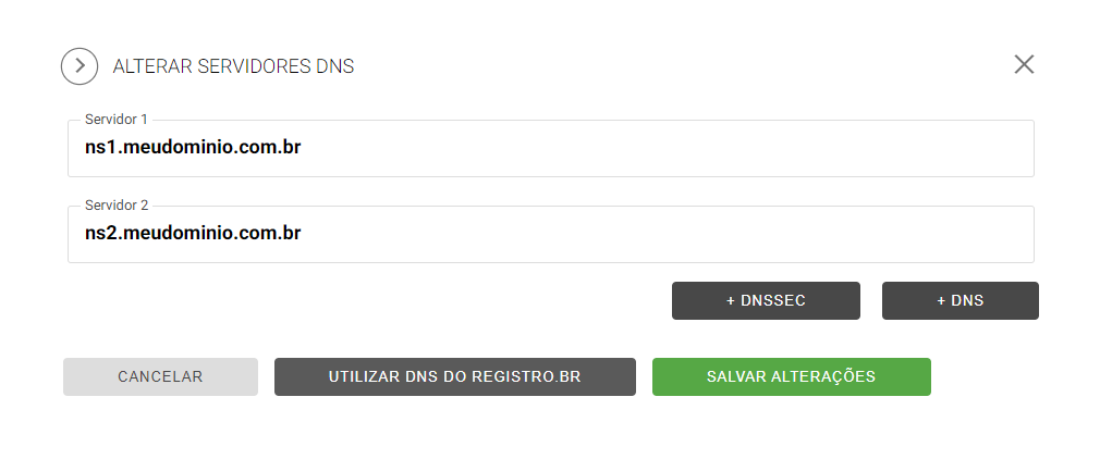 Apontamento dns registrobr