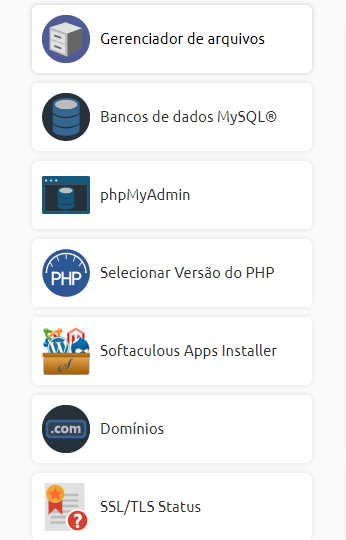 Seletor de PHP cPanel