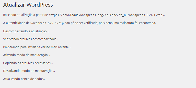 Nova versão wordpress