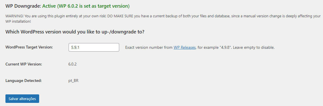 Versão do WordPress