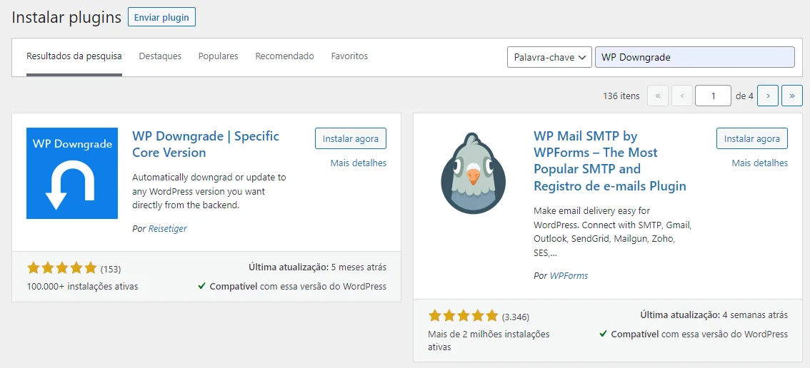 Plugin WP Downgrade