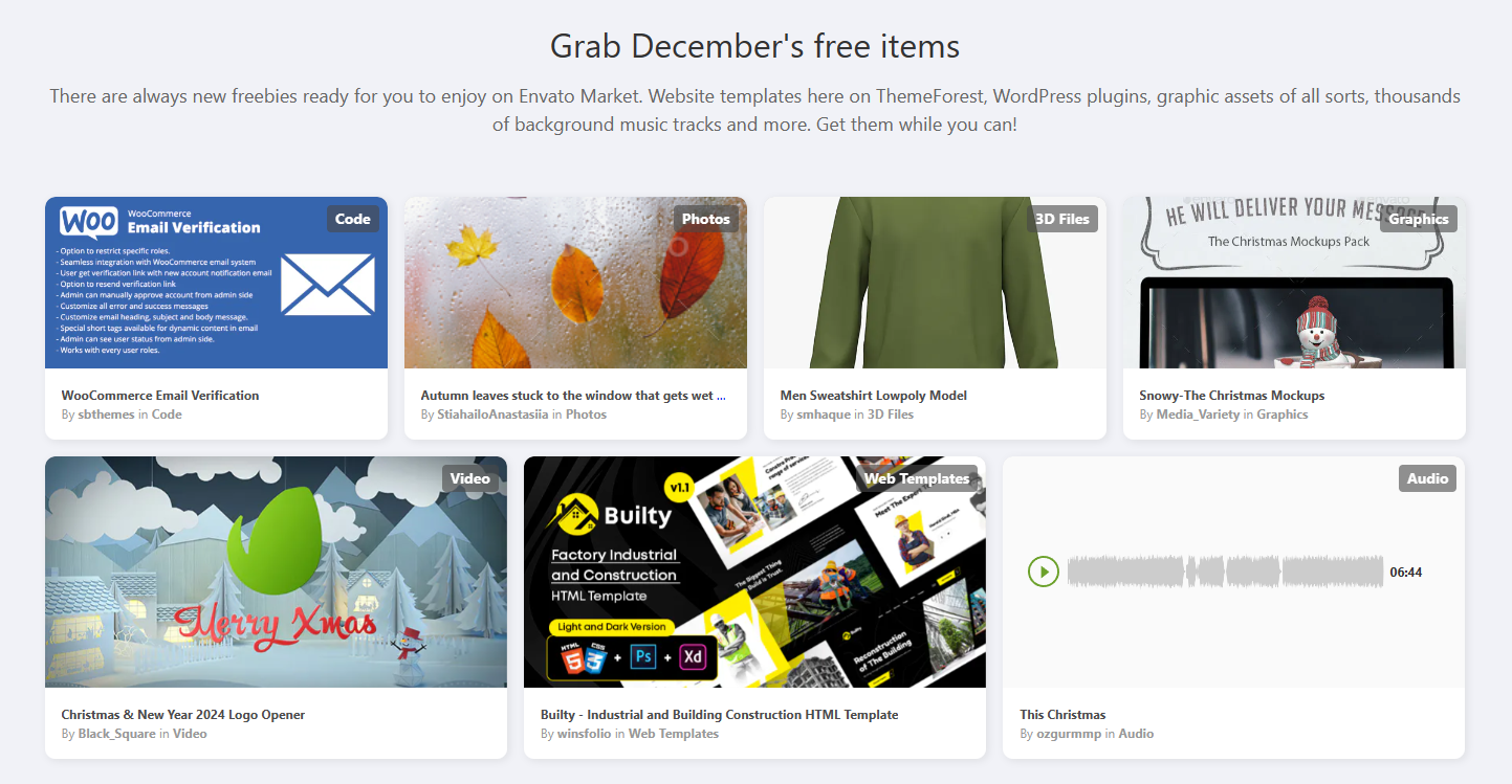 Templates e materiais gratuitos oferecidos pelo ThemeForest