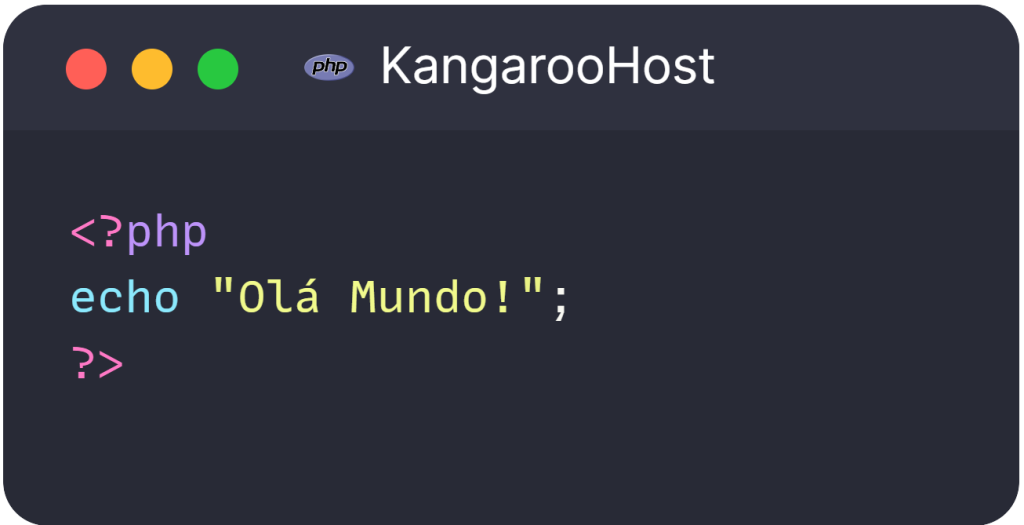 Código fonte olá mundo php