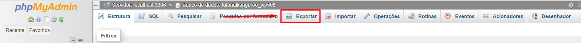 Exportar banco de dados phpmyadmin
