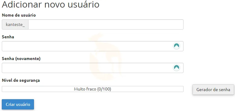 Criando usuário para banco de dados