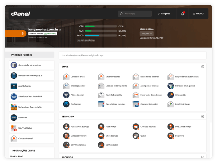 Hospedagem compartilhada cPanel